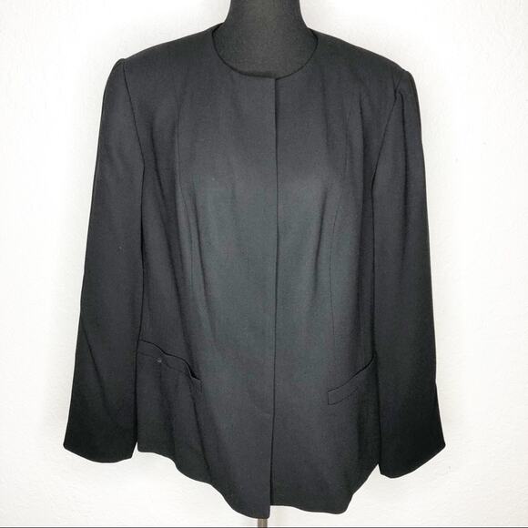Linda Allard Ellen Tracy black button wool blazer size 14 NWT classic business